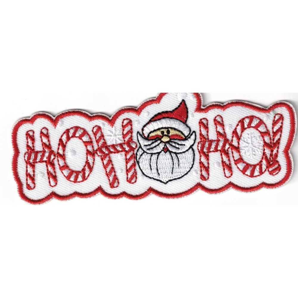Santa Ho Ho Ho Christmas 4.5x1.5in Embroidered Sew / Iron-on Patch
